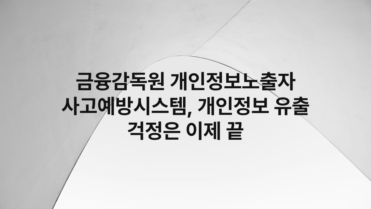 금융감독원 개인정보노출자 사고예방시스템 개인정보 유출 걱정은 이제 끝