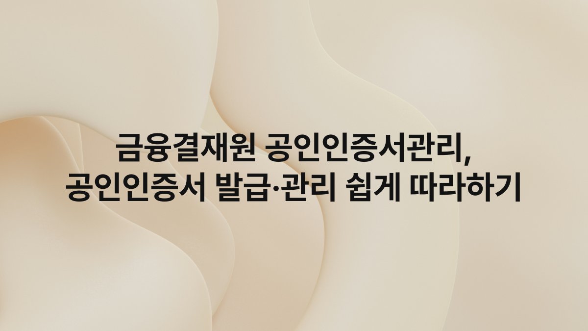 금융결재원 공인인증서관리 공인인증서 발급·관리 쉽게 따라하기