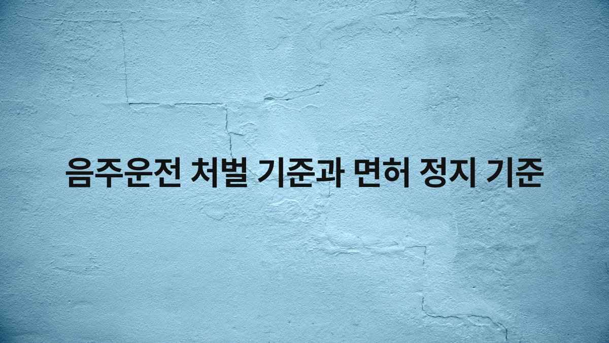 음주운전 처벌 기준과 면허 정지 기준