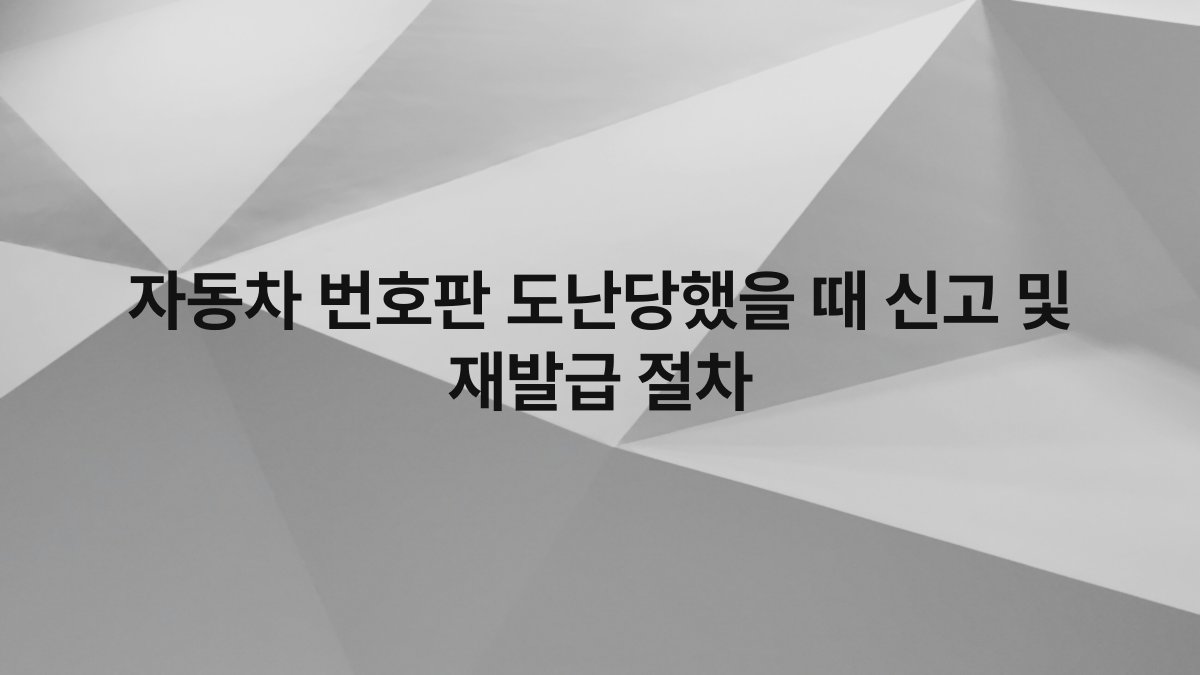 자동차 번호판 도난당했을 때 신고 및 재발급 절차