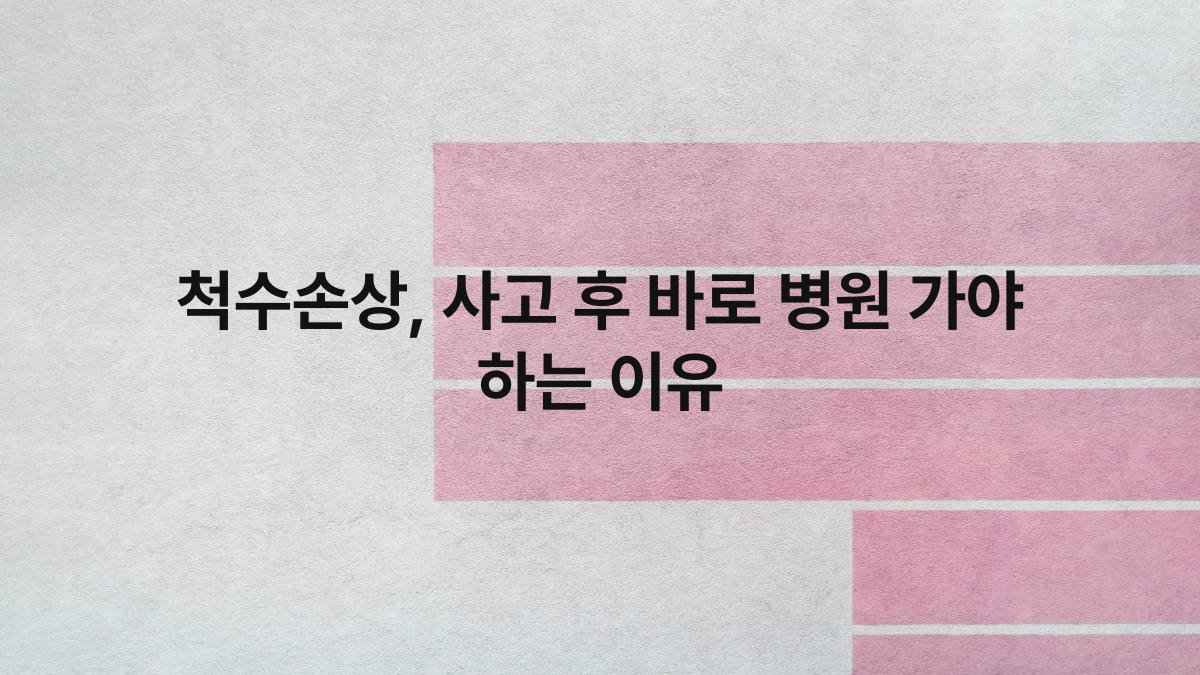 척수손상, 사고 후 바로 병원 가야 하는 이유