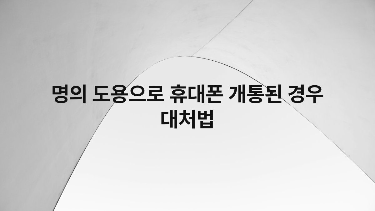 명의 도용으로 휴대폰 개통된 경우 대처법
