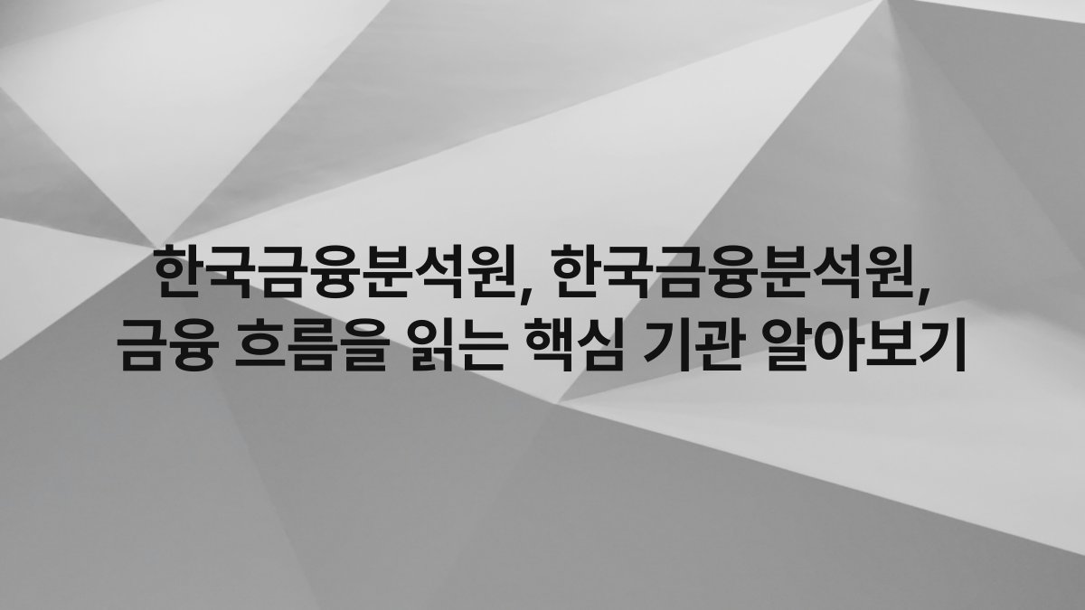 한국금융분석원, 한국금융분석원, 금융 흐름을 읽는 핵심 기관 알아보기