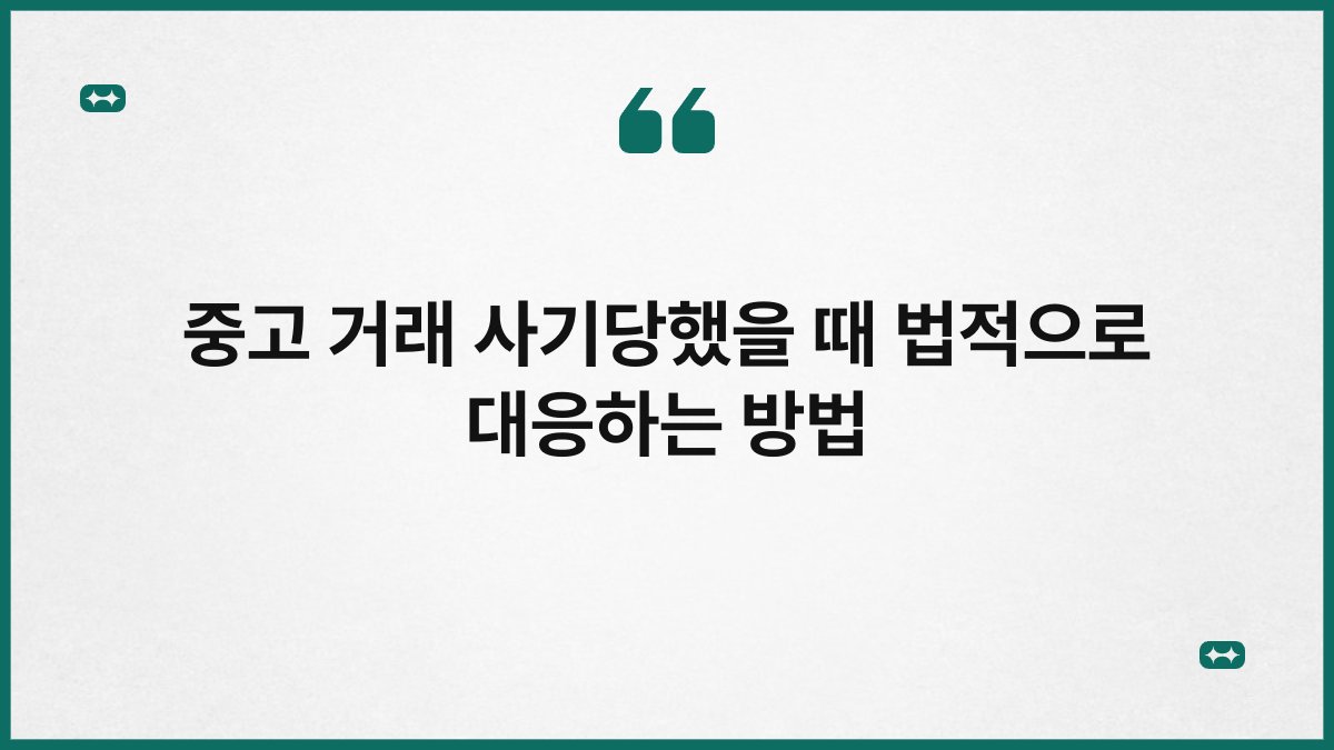 중고 거래 사기당했을 때 법적으로 대응하는 방법