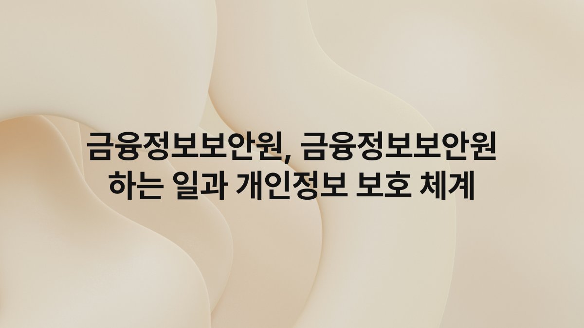 금융정보보안원, 금융정보보안원 하는 일과 개인정보 보호 체계