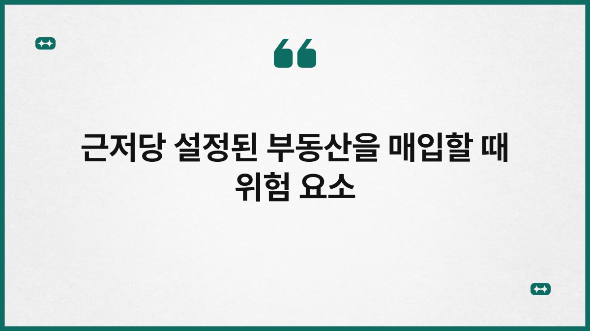 근저당 설정된 부동산을 매입할 때 위험 요소