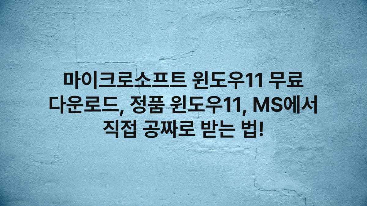 마이크로소프트 윈도우11 무료 다운로드, 정품 윈도우11, MS에서 직접 공짜로 받는 법!
