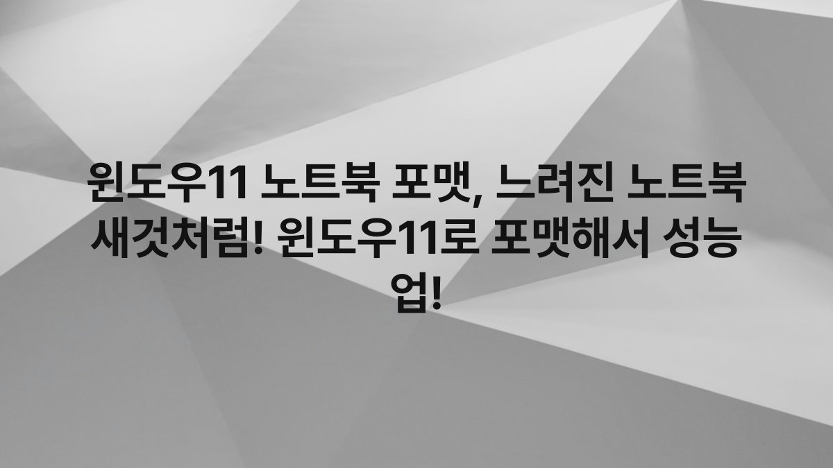윈도우11 노트북 포맷, 느려진 노트북 새것처럼! 윈도우11로 포맷해서 성능 업!