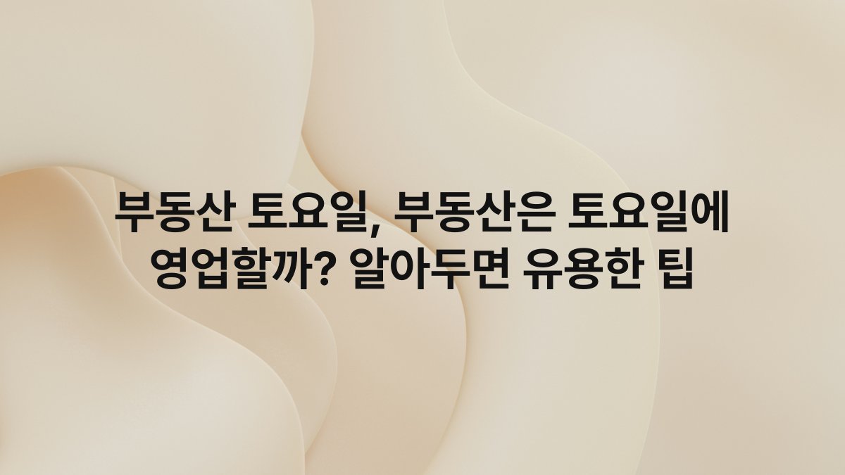 부동산 토요일, 부동산은 토요일에 영업할까? 알아두면 유용한 팁