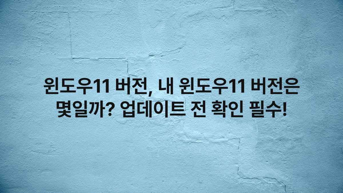 윈도우11 버전, 내 윈도우11 버전은 몇일까? 업데이트 전 확인 필수!