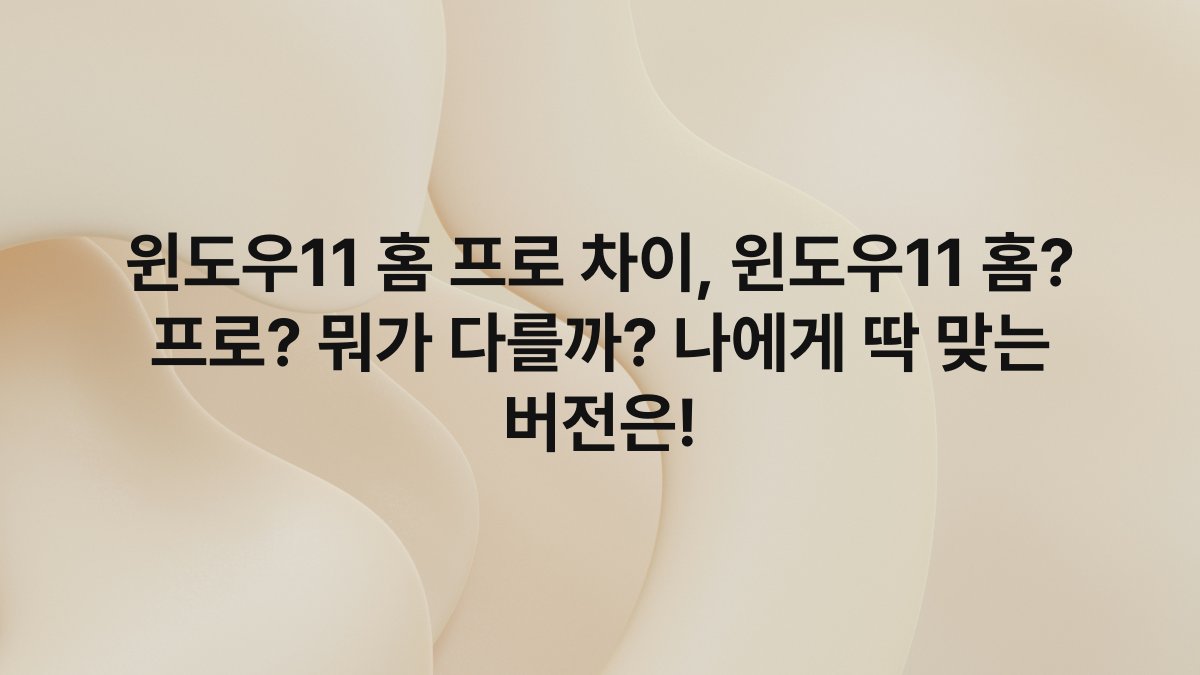 윈도우11 홈 프로 차이, 윈도우11 홈? 프로? 뭐가 다를까? 나에게 딱 맞는 버전은!