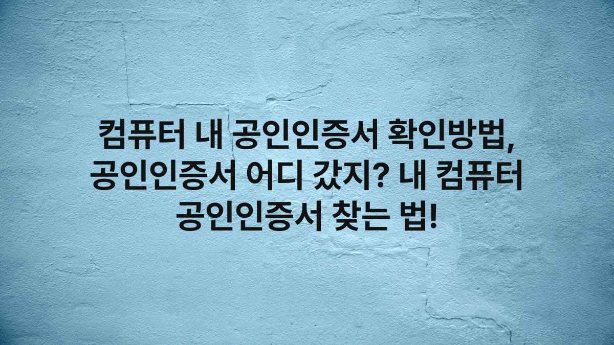 컴퓨터 내 공인인증서 확인방법, 공인인증서 어디 갔지? 내 컴퓨터 공인인증서 찾는 법!