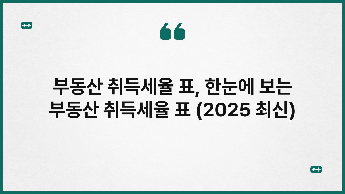 부동산 취득세율 표, 한눈에 보는 부동산 취득세율 표 (2025 최신)