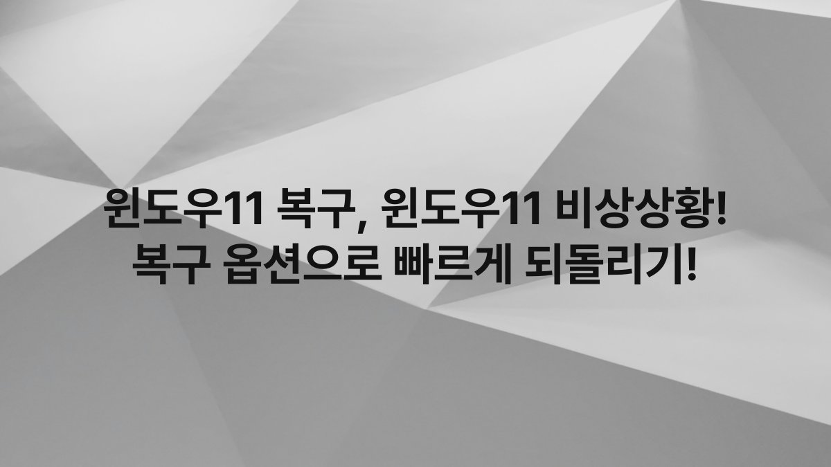 윈도우11 복구, 윈도우11 비상상황! 복구 옵션으로 빠르게 되돌리기!