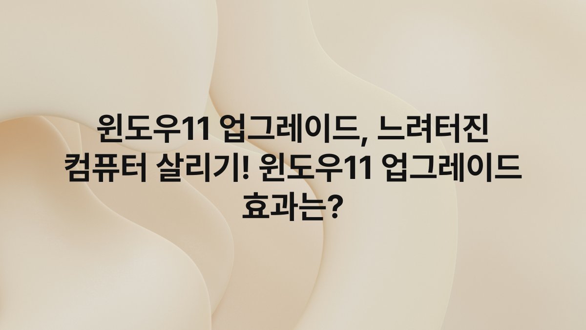 윈도우11 업그레이드, 느려터진 컴퓨터 살리기! 윈도우11 업그레이드 효과는?