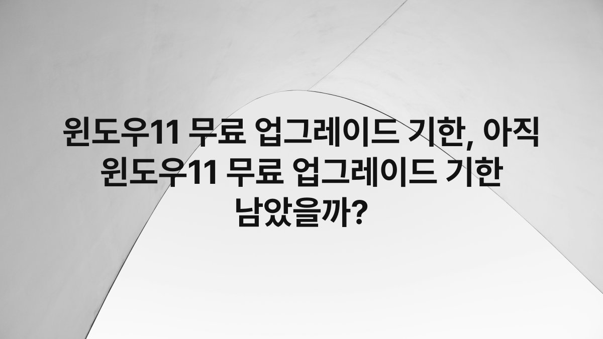 윈도우11 무료 업그레이드 기한, 아직 윈도우11 무료 업그레이드 기한 남았을까?