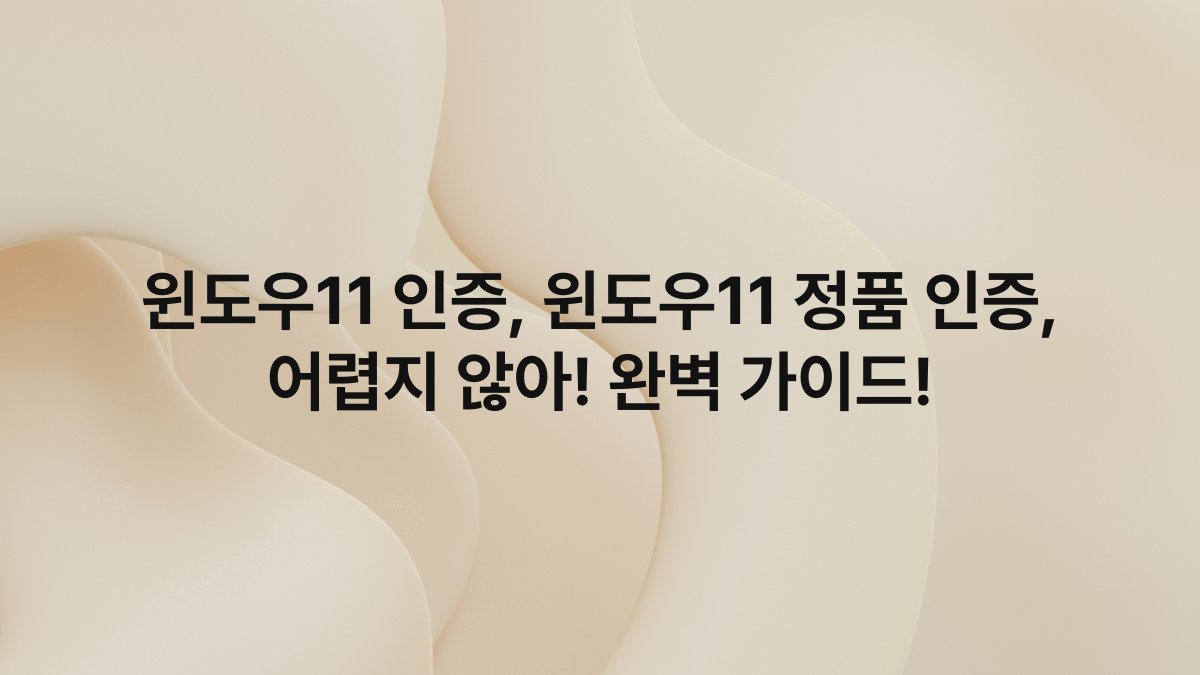 윈도우11 인증, 윈도우11 정품 인증, 어렵지 않아! 완벽 가이드!