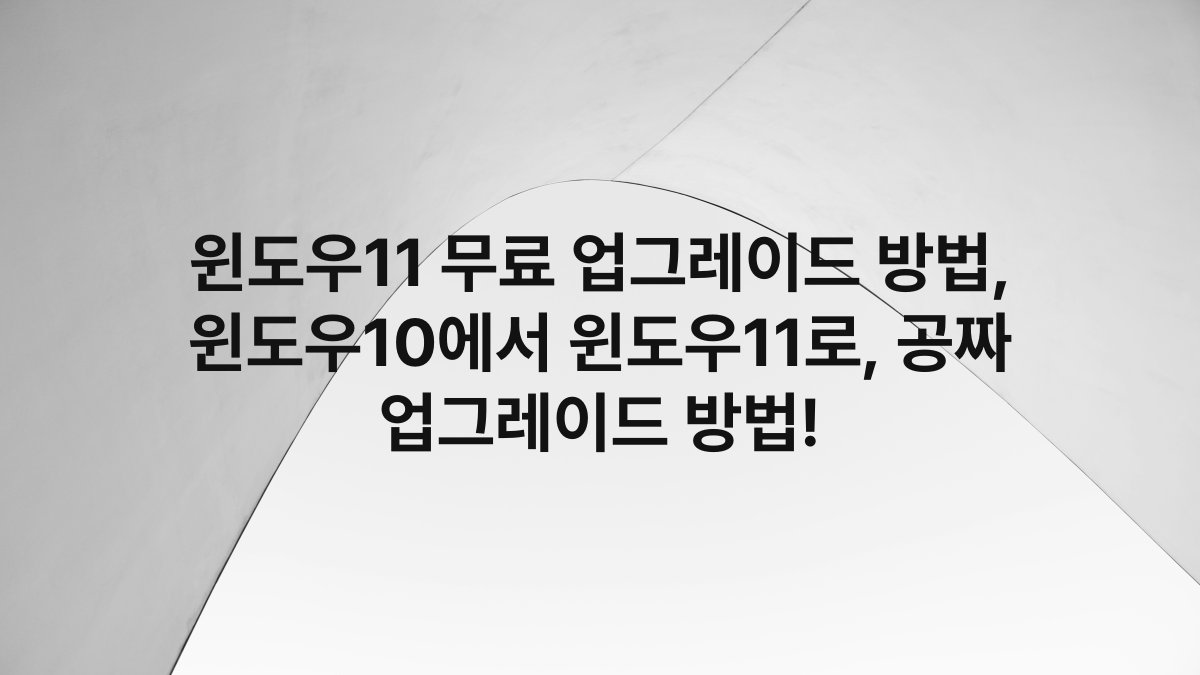 윈도우11 무료 업그레이드 방법, 윈도우10에서 윈도우11로, 공짜 업그레이드 방법!