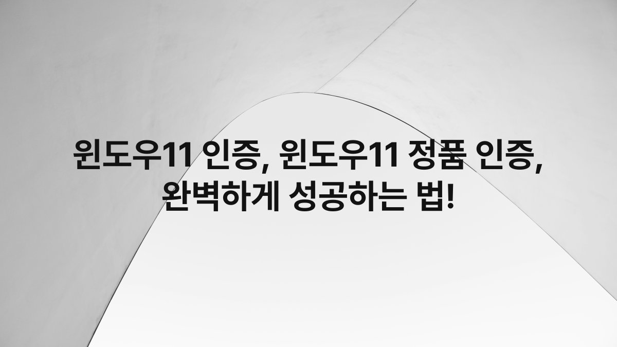 윈도우11 인증, 윈도우11 정품 인증, 완벽하게 성공하는 법!