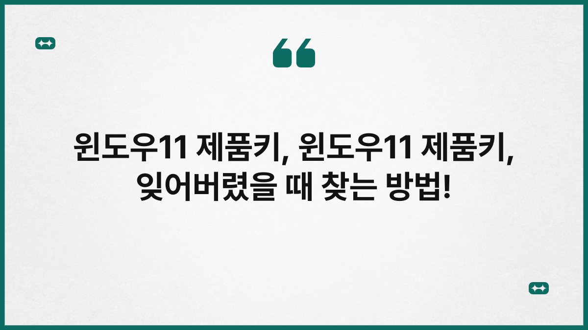 윈도우11 제품키, 윈도우11 제품키, 잊어버렸을 때 찾는 방법!